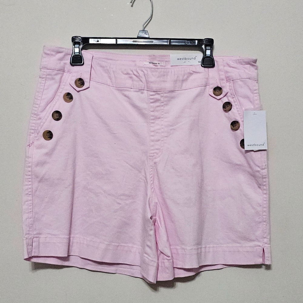 Westbound Womens's Shorts 18 Pink Elastic Waistband High Rise Fit 882